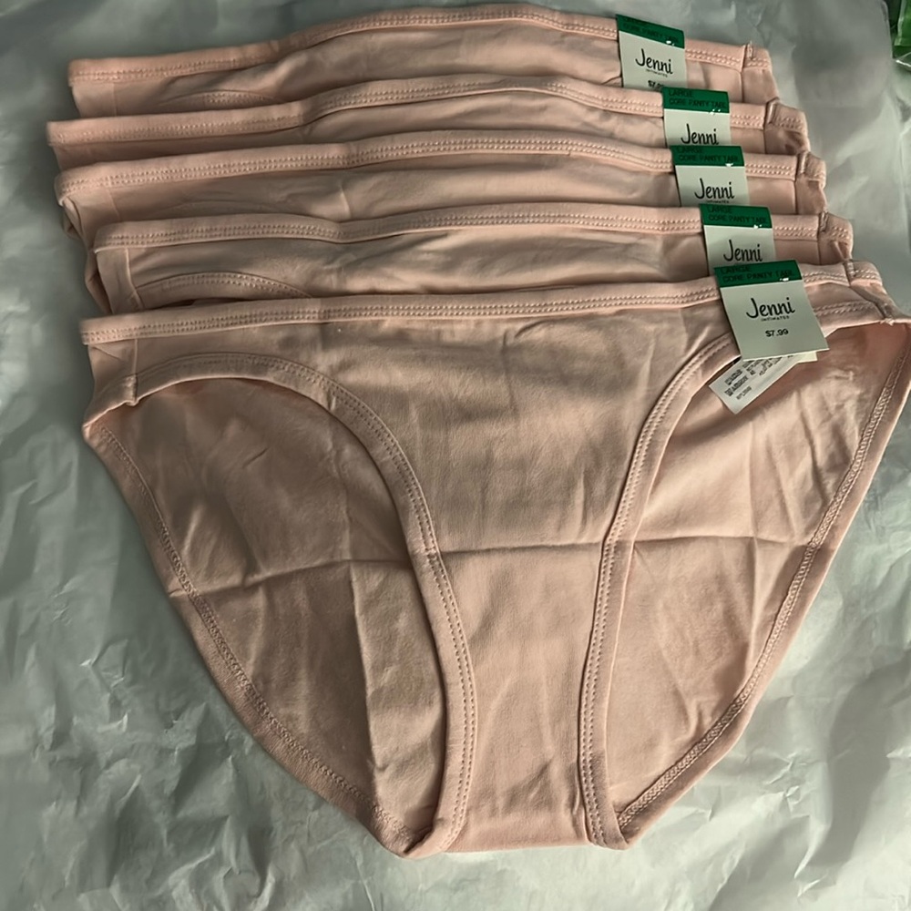 Jenni Intimates Womens Panty Bundle Large NWT Lot of 5pcs Peachskin